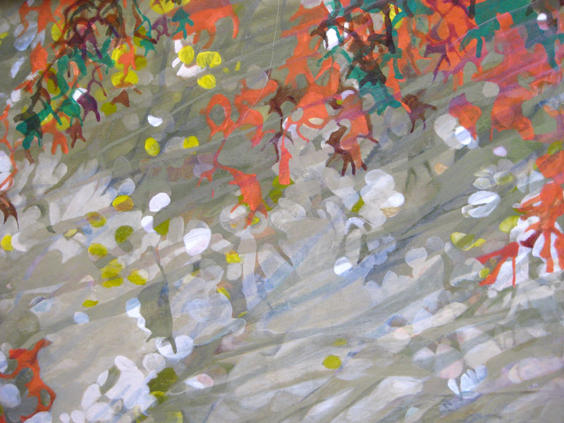 “August”, acrylics on unprimed fabric, 69" by 43", $1000