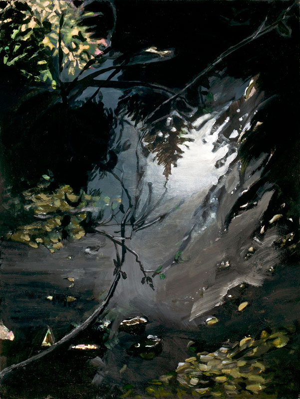 "Creek” (Late Fall), acrylic/oil, 11” by 14”, $250